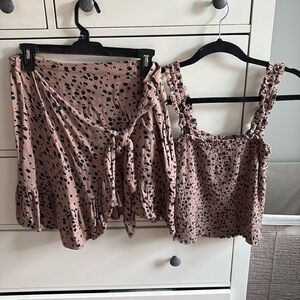 Abercrombie cheetah skirt set